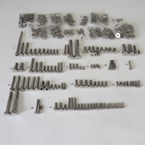 Screw set, all without engine, stainless steel/polished, Jawa 350/638