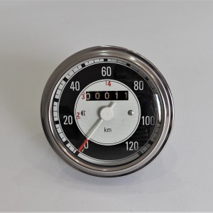 Tachometer, černy, 120 km/h, originál, po rekonstrukci, Jawa, ČZ 125/175