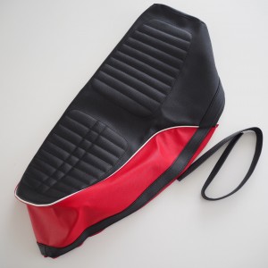 Seat cover, black-red with white line, Jawa 634