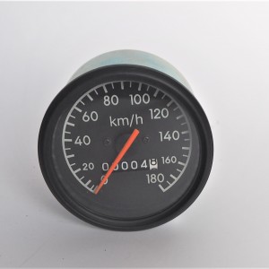 Speedometer, 180 km/h, black frame, orange needle, Jawa 634-640