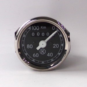 Speedometer 0-100 km/h, plate black-white, K, CZ 125/150, CZ 501