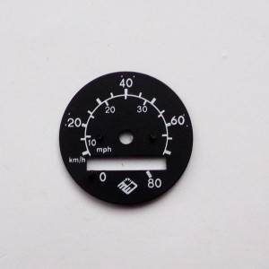 Speedometer plate 0-80 km/h, black, Jawa Babetta