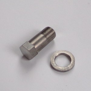Śrubka przedniego zawieszenia, dolna, M10/1, klucz 11mm, nierdzewna, z podkładką, Jawa, CZ