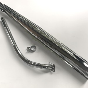 Exhaust silencer + Exhaust pipe, chrome, set, Jawa 23 (DUELLS)