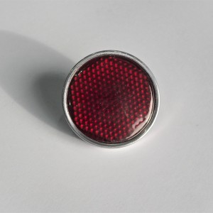 Rückstrahler, rot, mit Schraube und Aluminiumrahmen, 54mm, Plast, Jawa