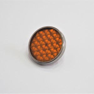 Rückstrahler orange, Edelstahlrahmen, mit Schraube, 51 mm, Plast, Jawa