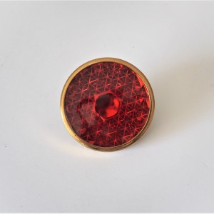 Glasreflektor, rot, mit poliertem Messingrahmen, Durchmesser 53 mm, Jawa, CZ