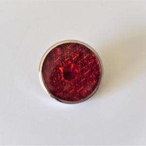 Glasreflektor, rot, mit poliertem Edelstahlrahmen, Durchmesser 53 mm, Jawa, CZ