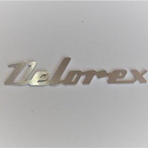 Beschriftung VELOREX, Aluminium