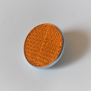 Rückstrahler orange, Zinkrahmen, mit Schraube, 57 mm, Plast, Jawa, CZ