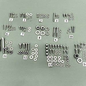 Komplet śrub, bez silnikowych, nierdzewne, Jawa Babetta 210/225