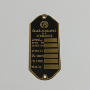 Type label, brass, CZ